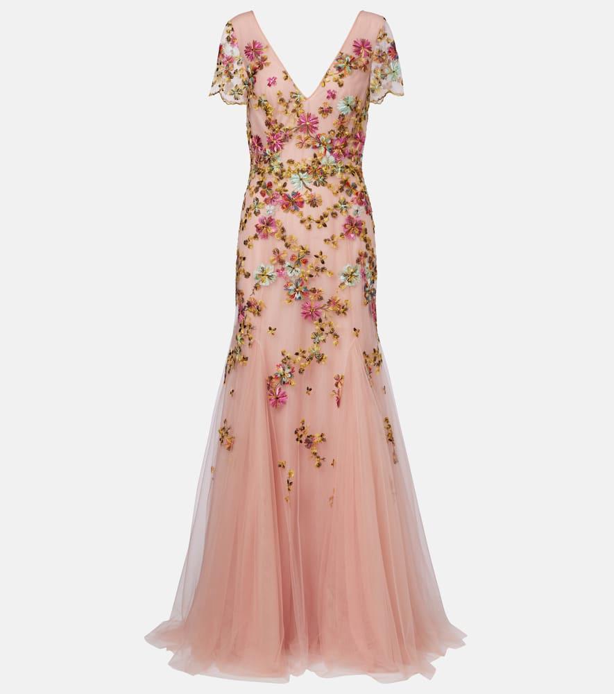 costarellos polina embroidered tulle gown