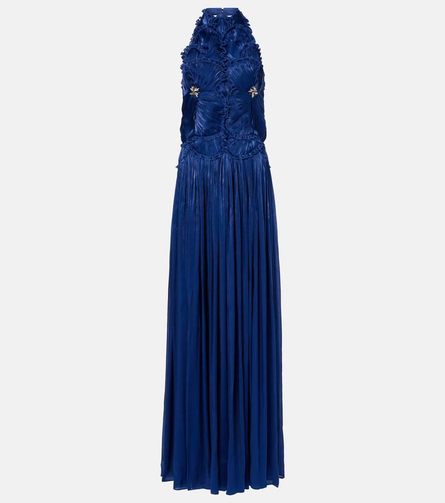 costarellos ruched halterneck georgette gown