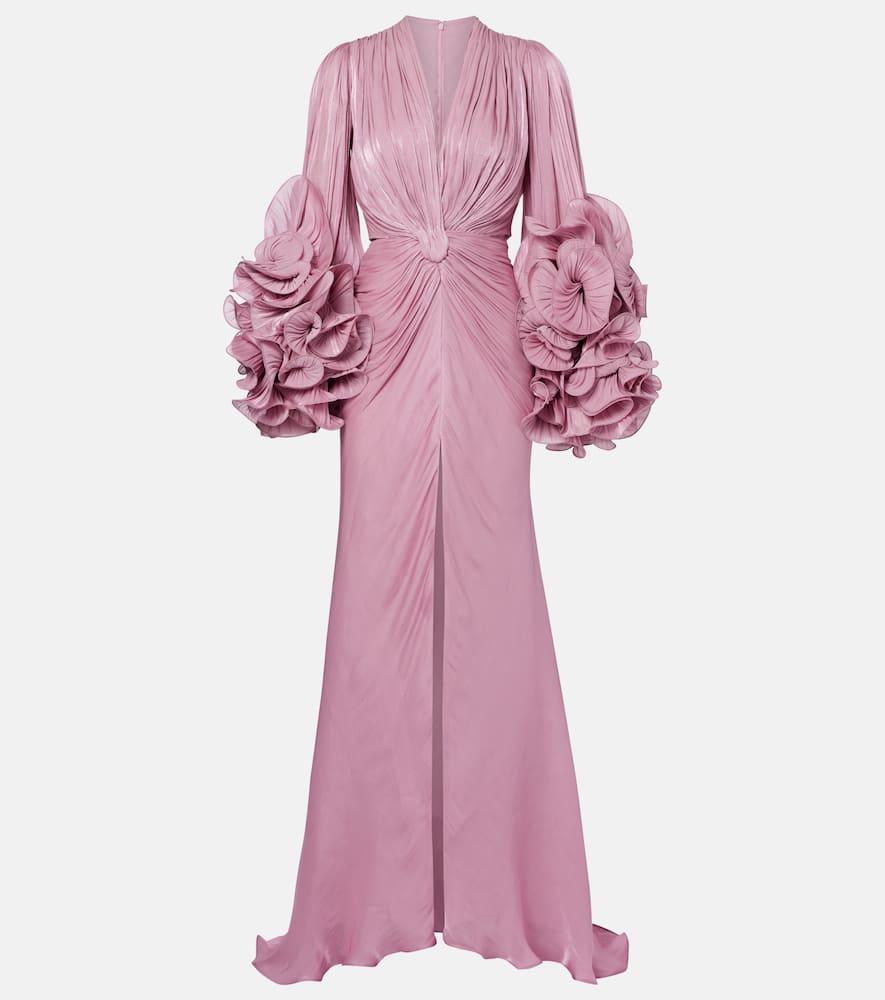 costarellos ruffled gathered gown