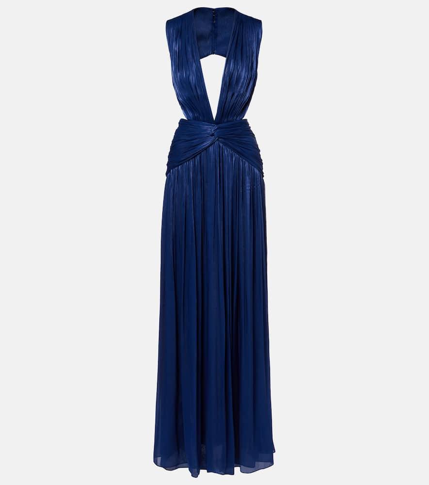 costarellos silia ruched georgette gown