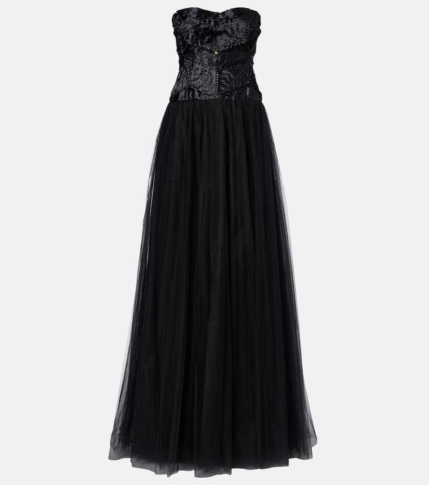 costarellos tulle bustier gown