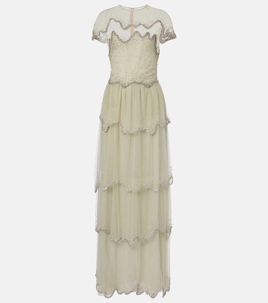 costarellos zaria embellished tiered tulle gown