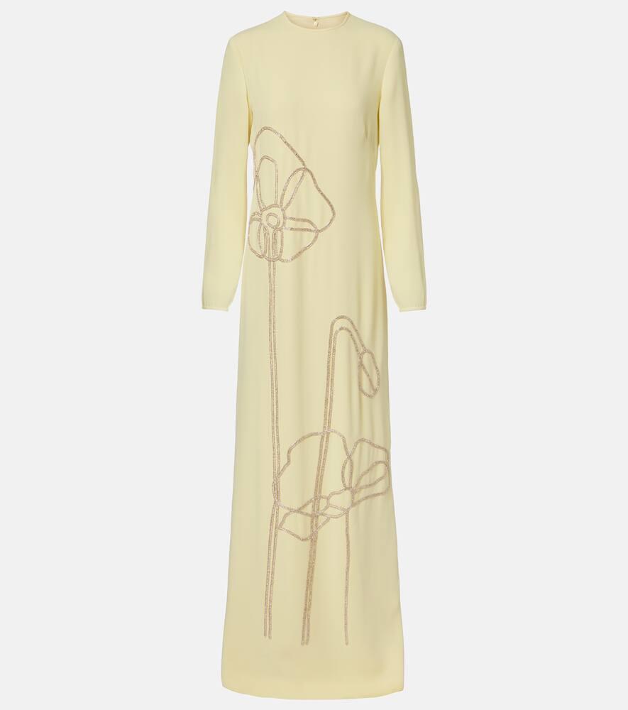 costarellos zarie embellished crêpe gown