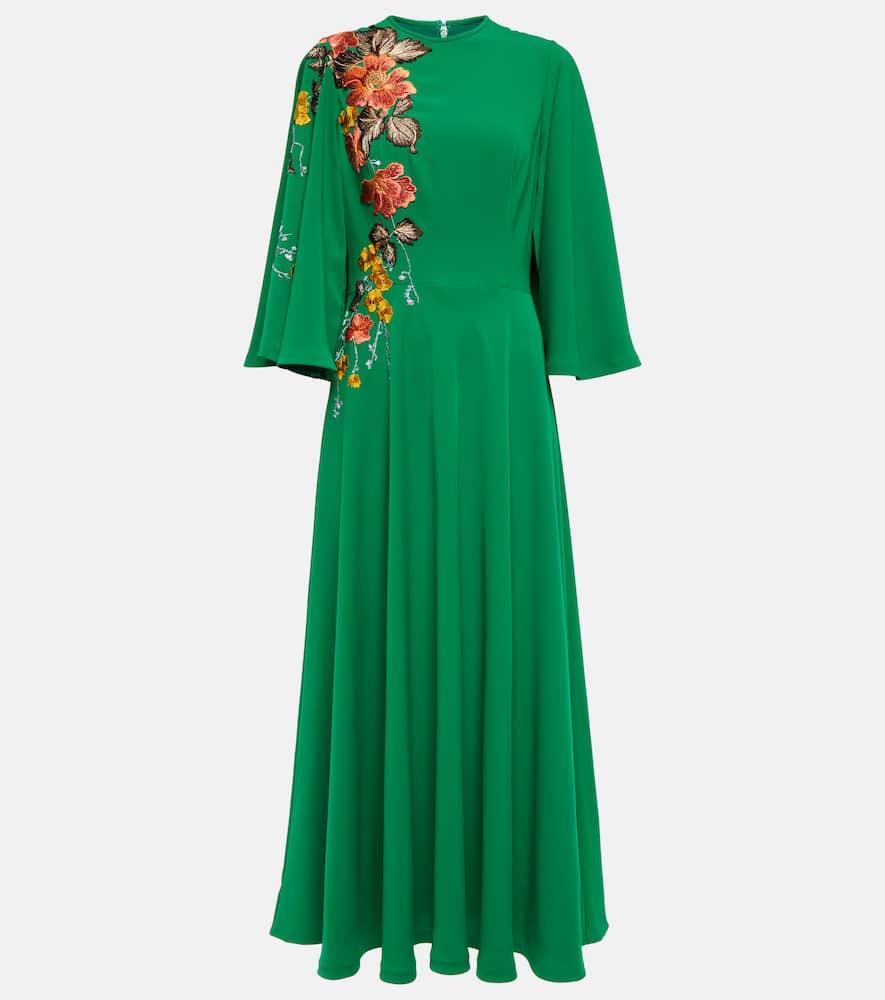 costarellos zinnia embroidered cape maxi dress