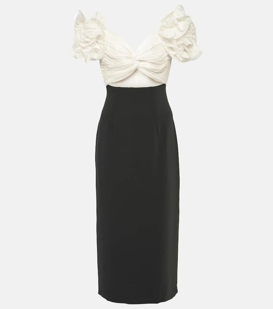 costarellos ziselle cutout lurex and crêpe midi dress