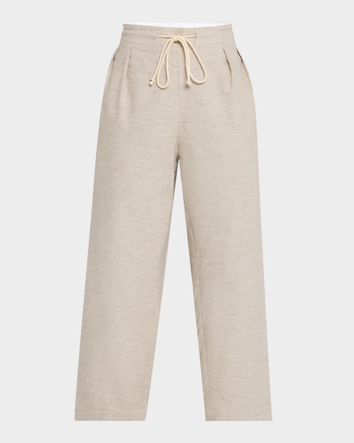 cosy straight-leg ankle drawstring pants