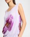 cot orchid-print draped tank top