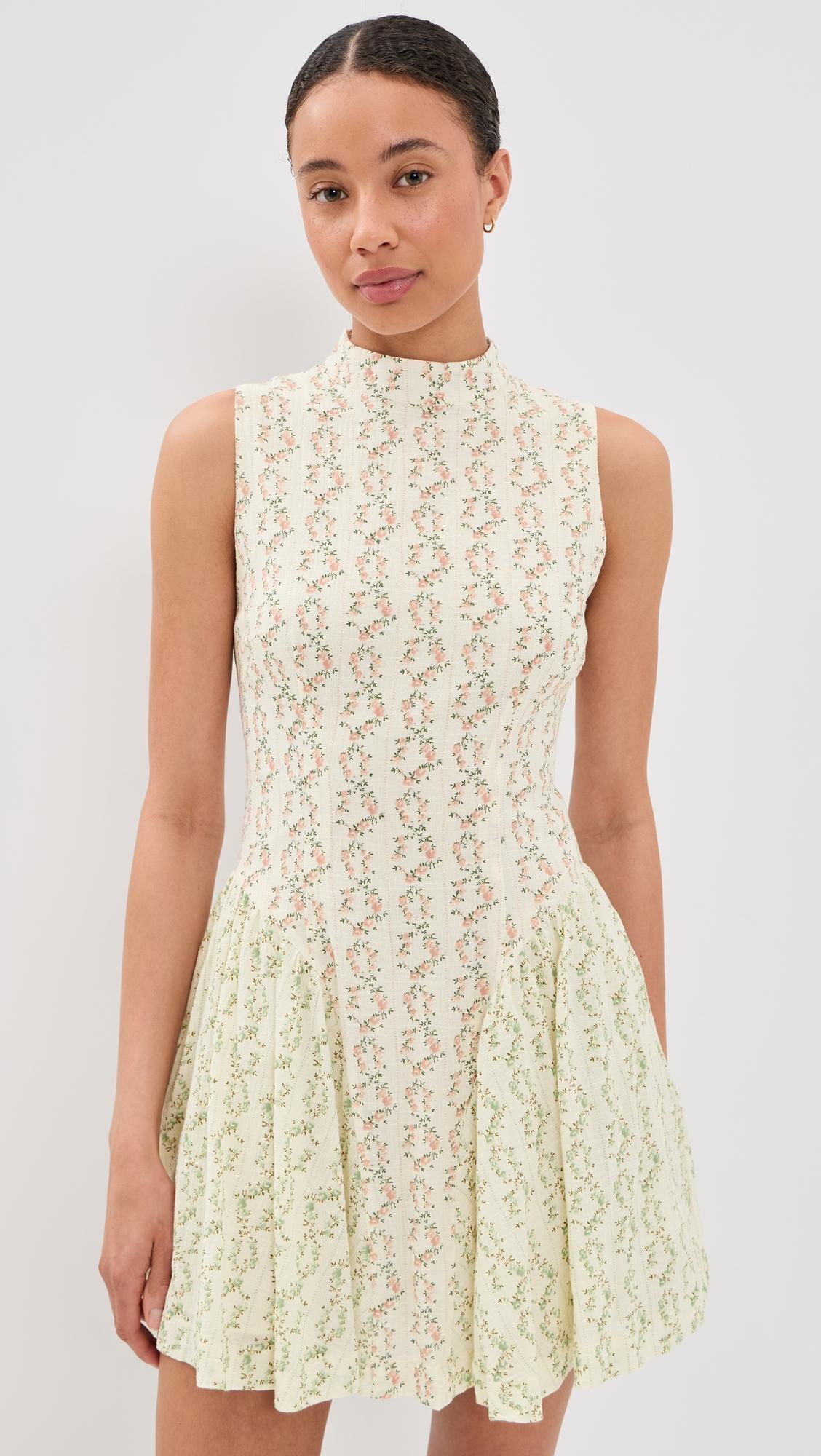 cottage core hip gather mini dress