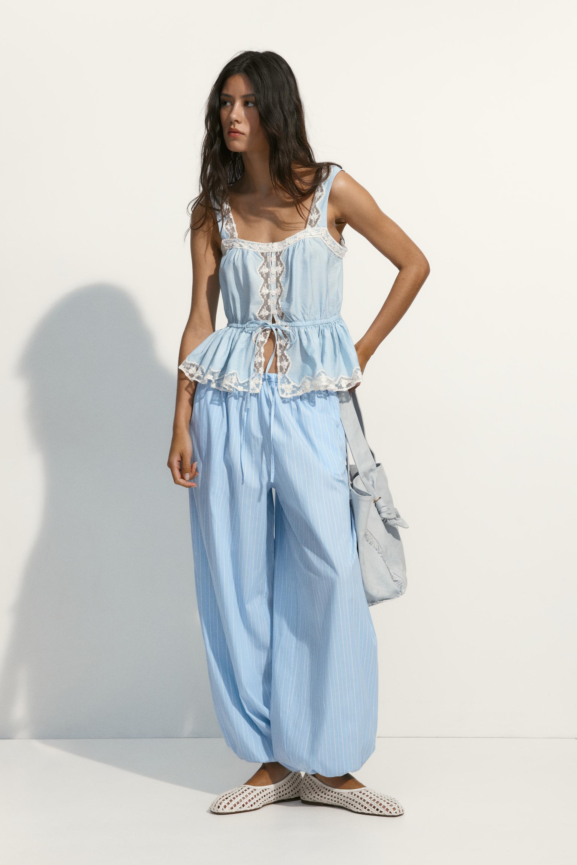 cotton balloon-leg pants