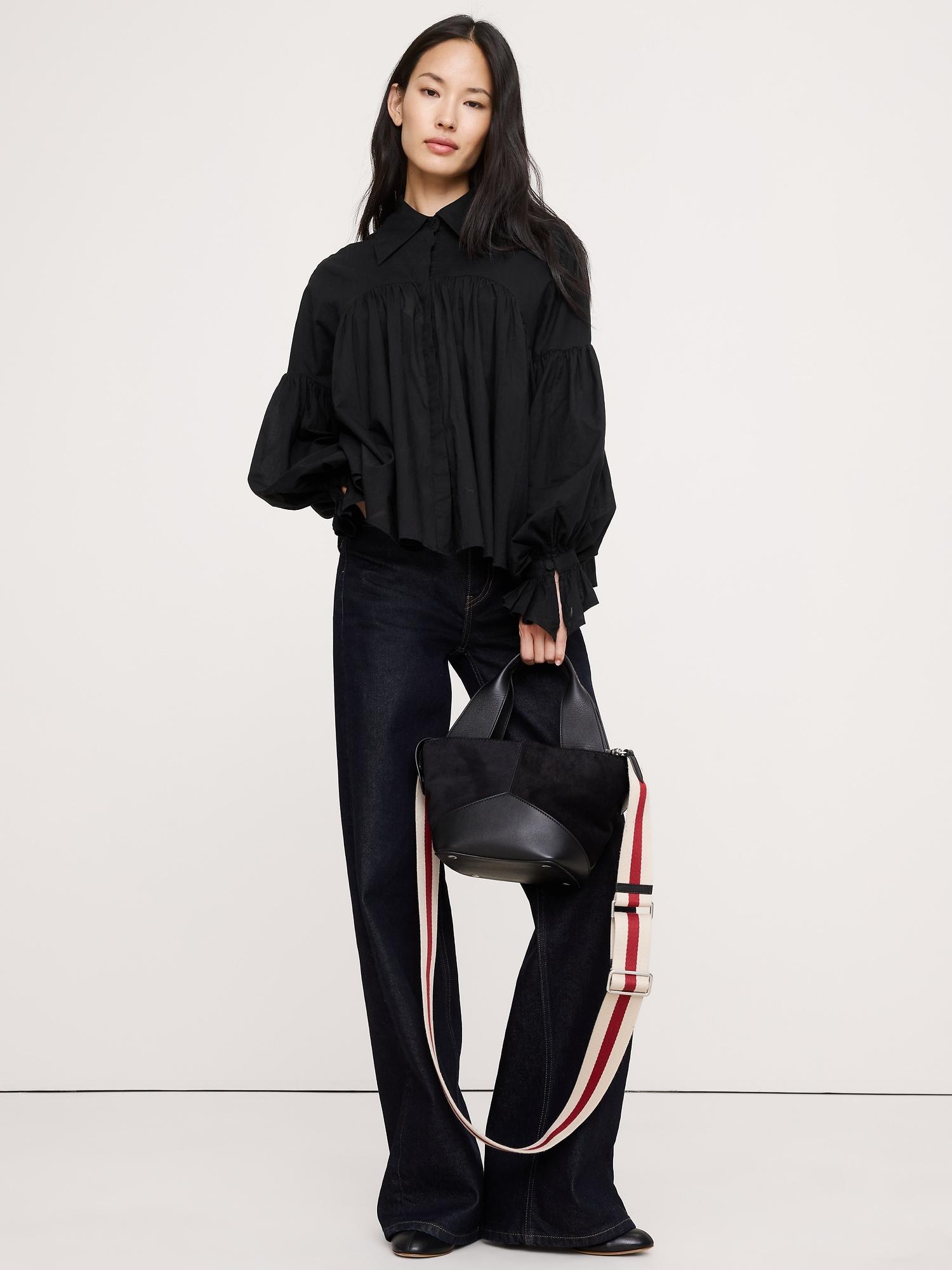 cotton balloon-sleeve shirt