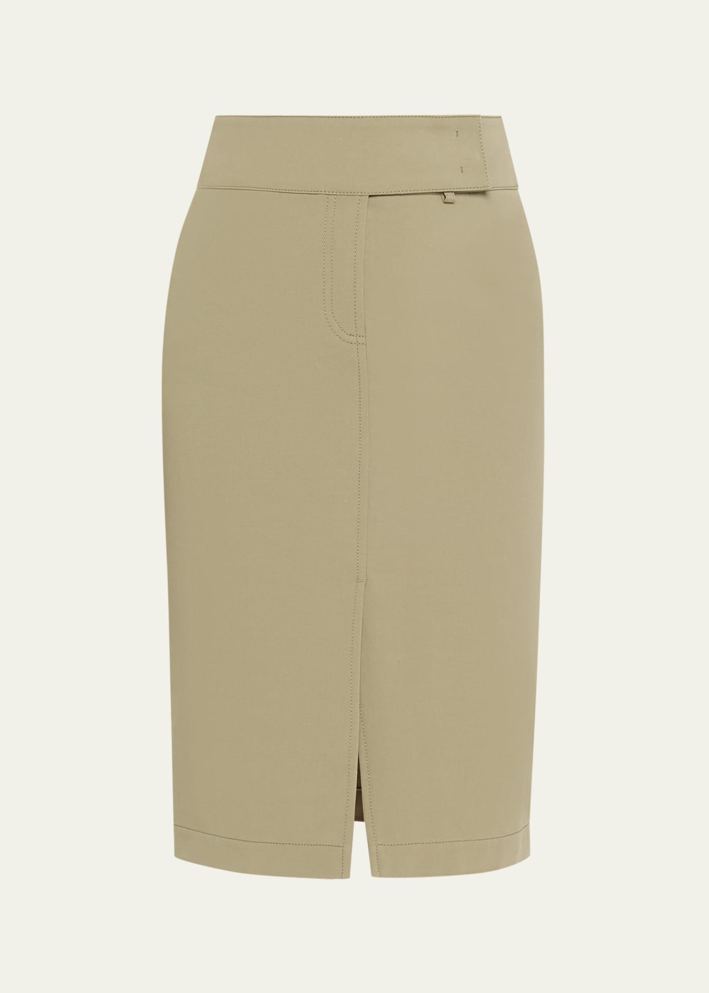 cotton bi-stretch slit skirt