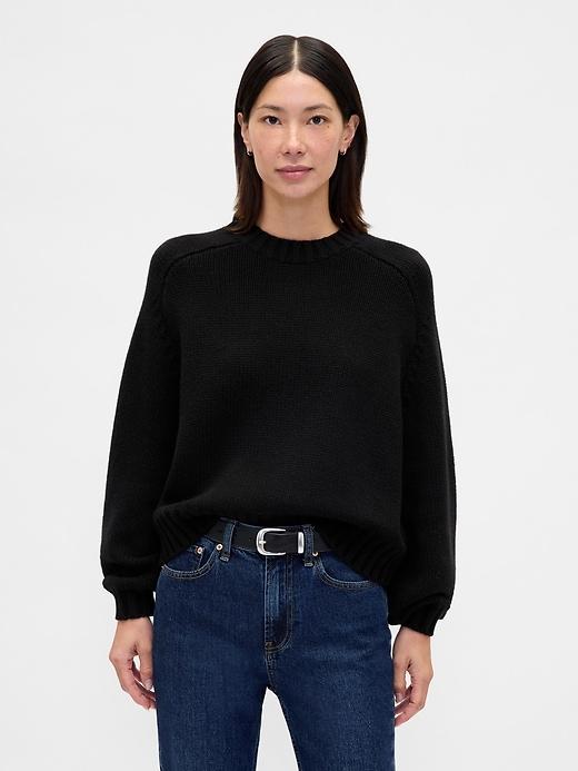 cotton-blend relaxed crewneck sweater