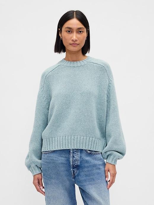 cotton-blend relaxed crewneck sweater