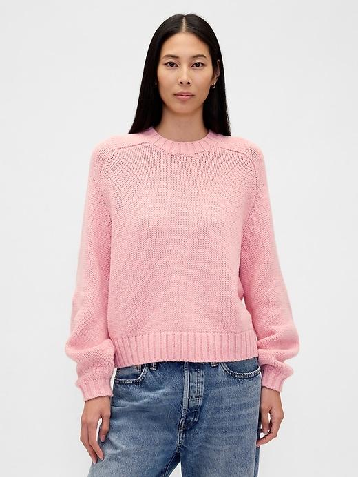 cotton-blend relaxed crewneck sweater