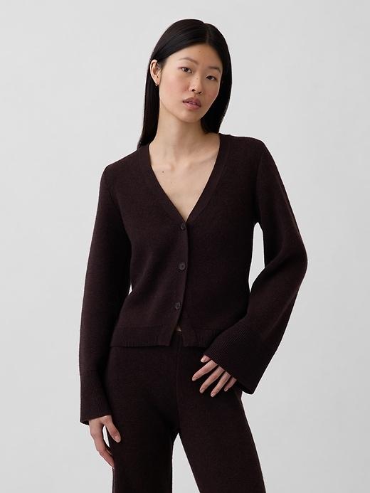 cotton-blend relaxed v-neck cardigan sweater