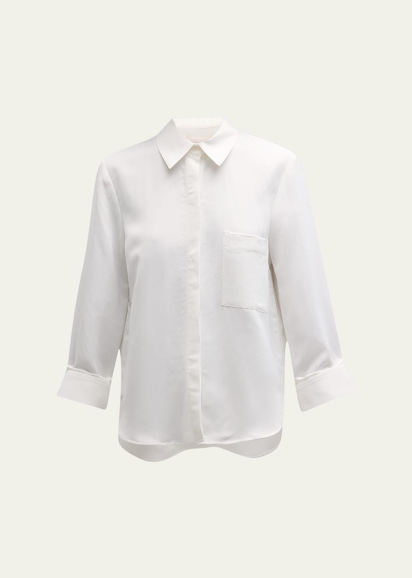 cotton button-front boyfriend shirt