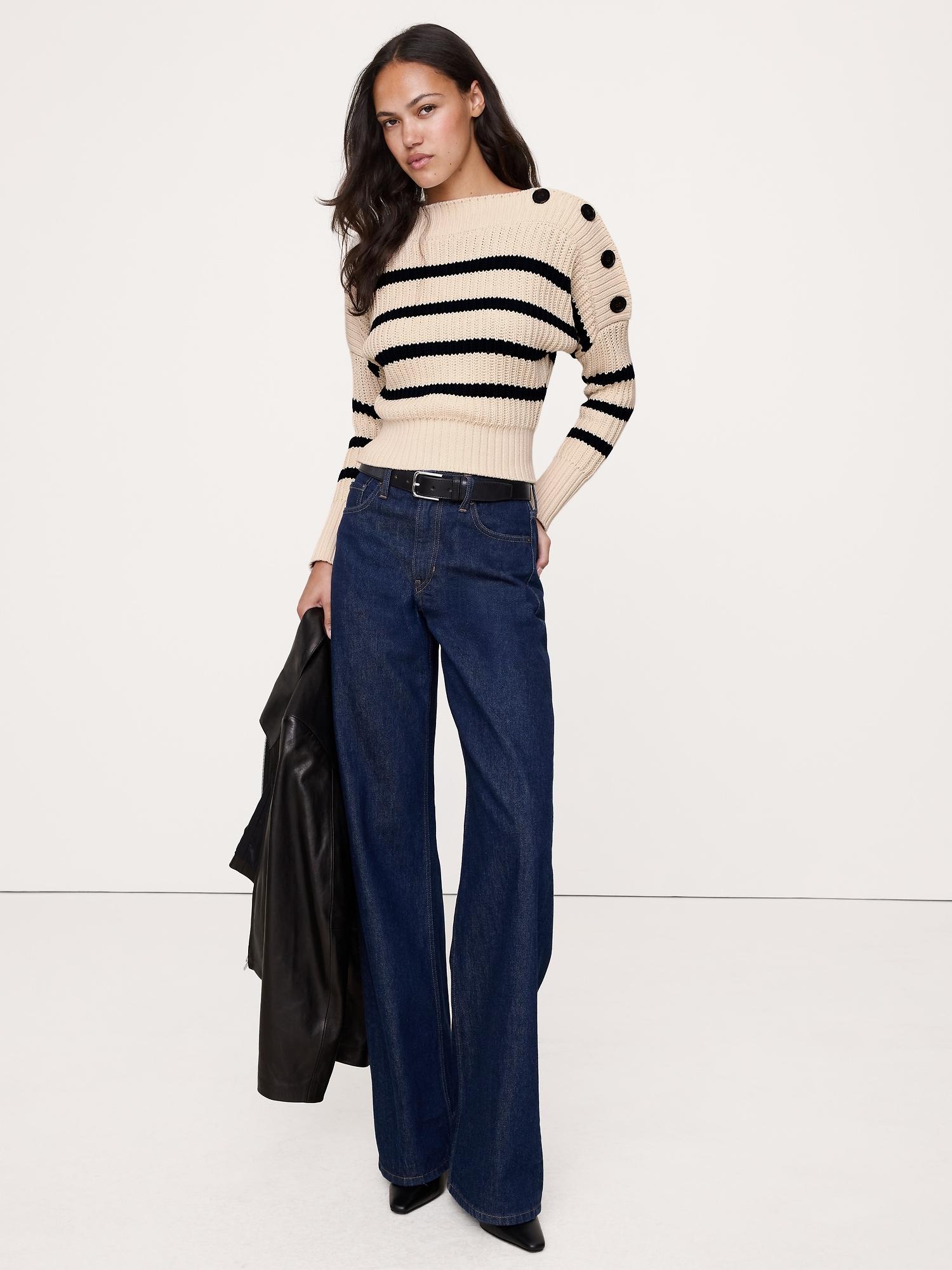 cotton button-shoulder sweater