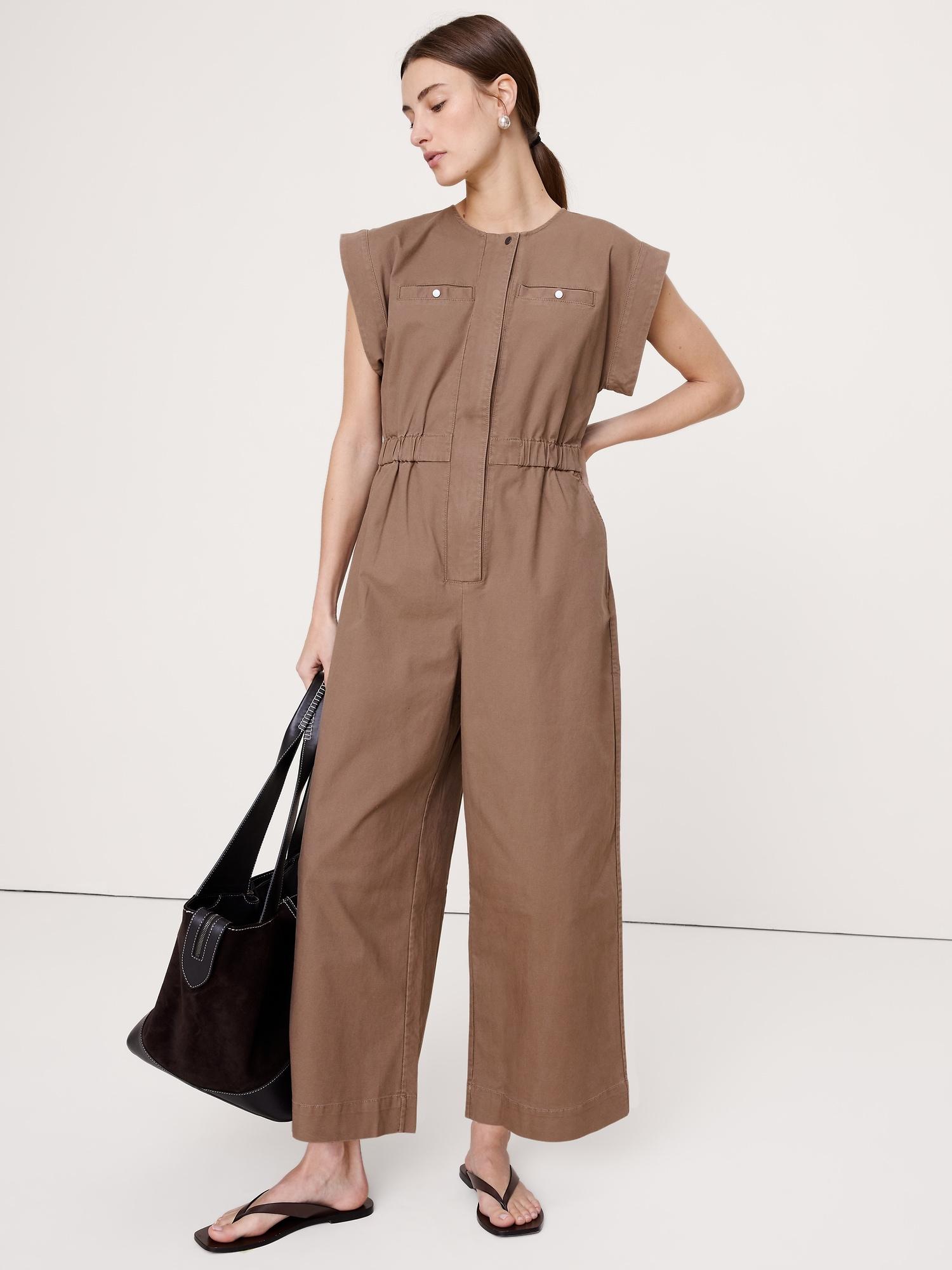cotton canvas utility jumpsuit