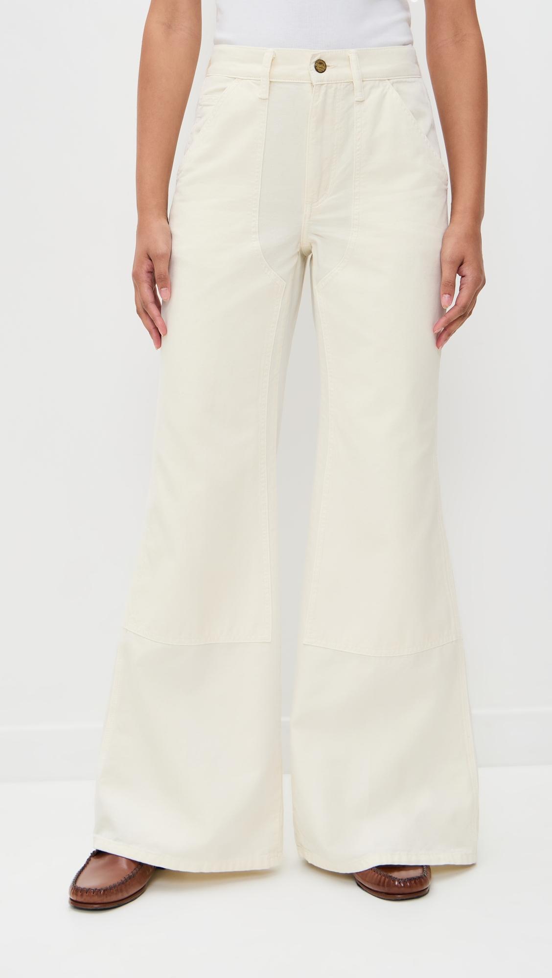 cotton canvas woven standard flarepants