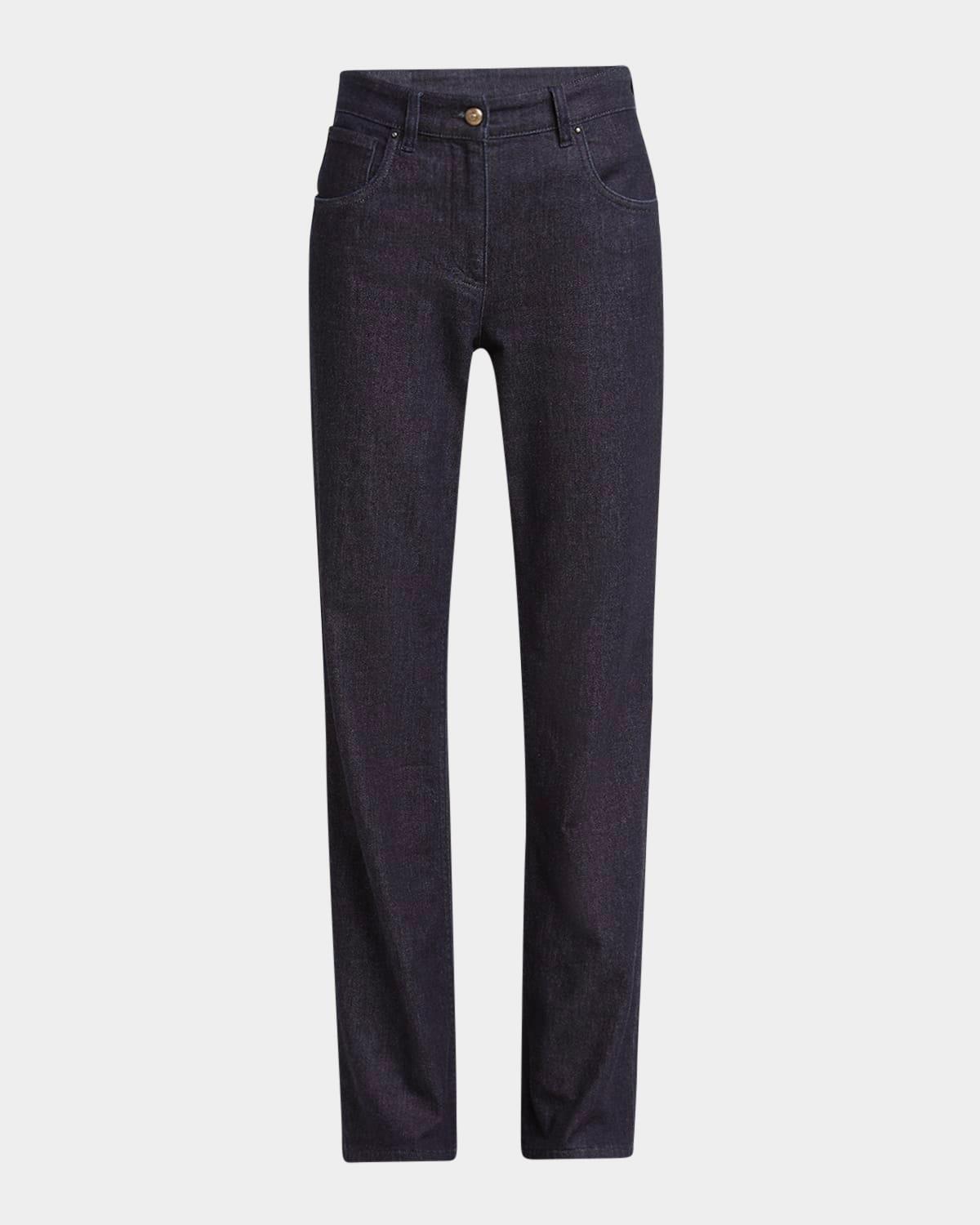 cotton-cashmere denim straight-leg trousers