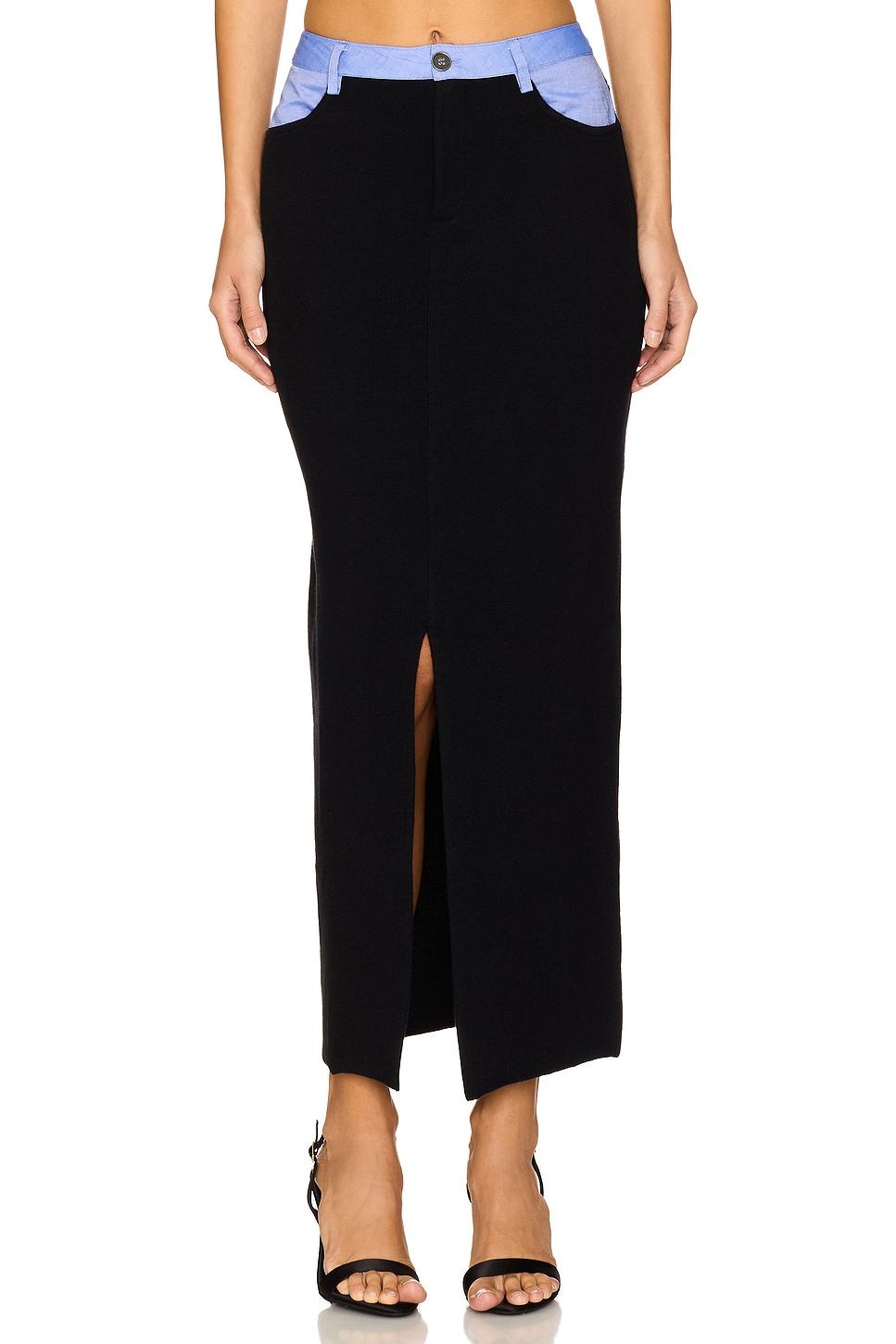 cotton cashmere mixed media midi skirt