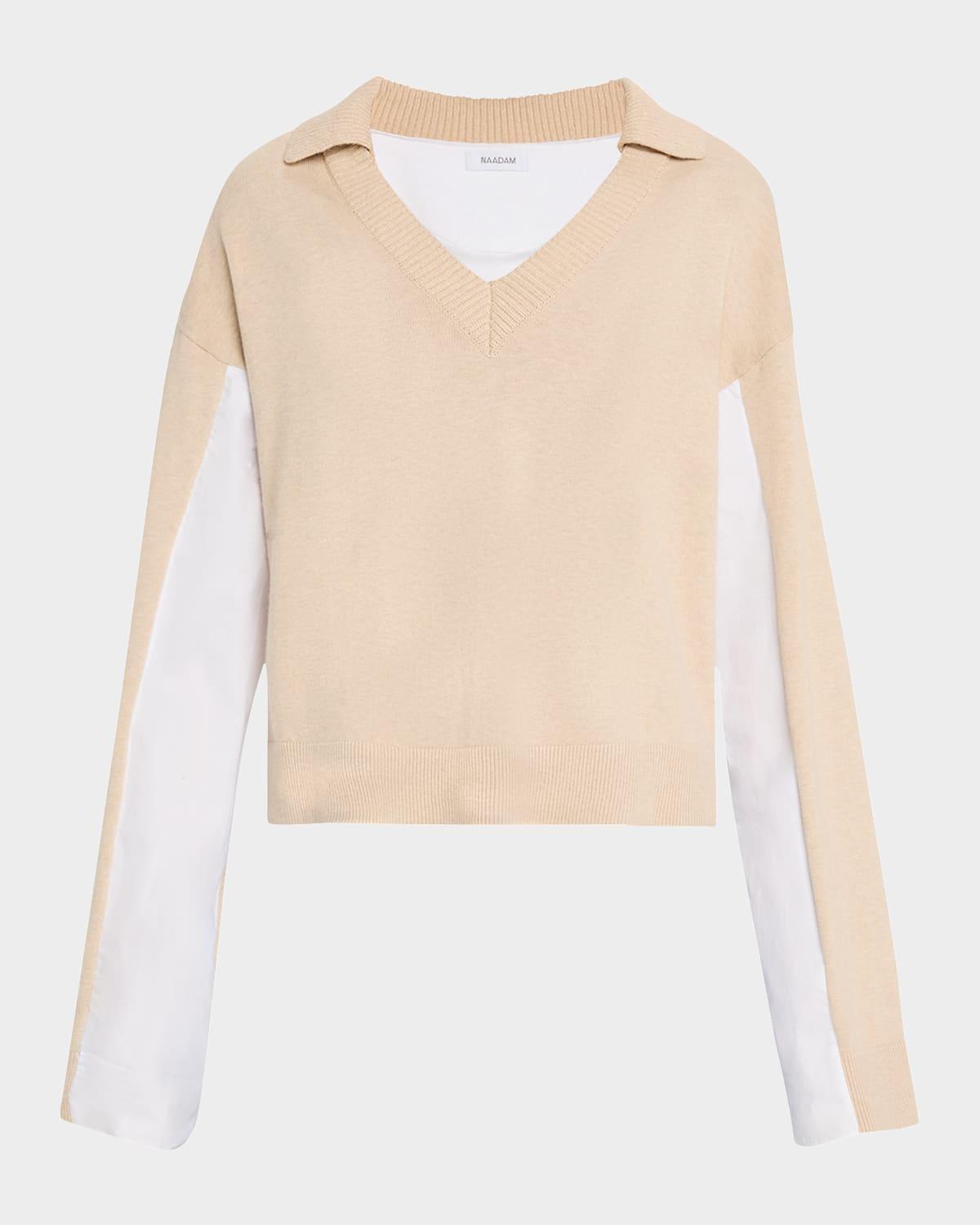 cotton-cashmere mixed media sweater