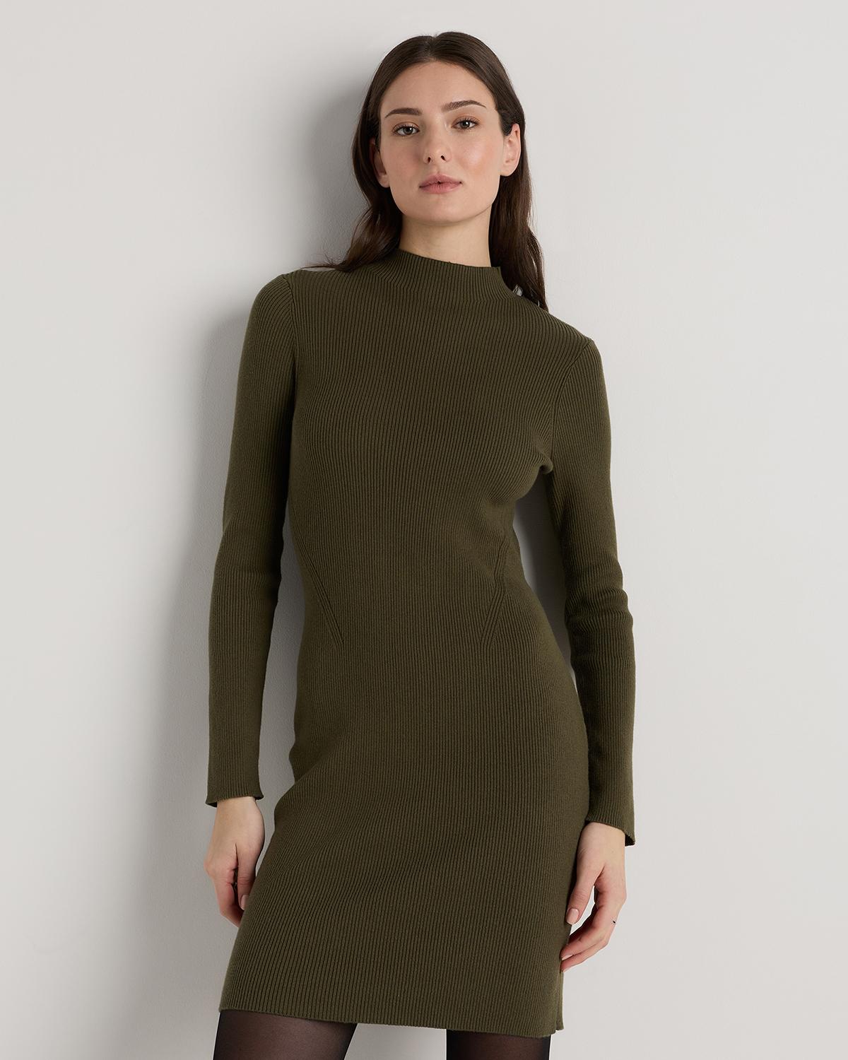 cotton cashmere mock neck mini dress