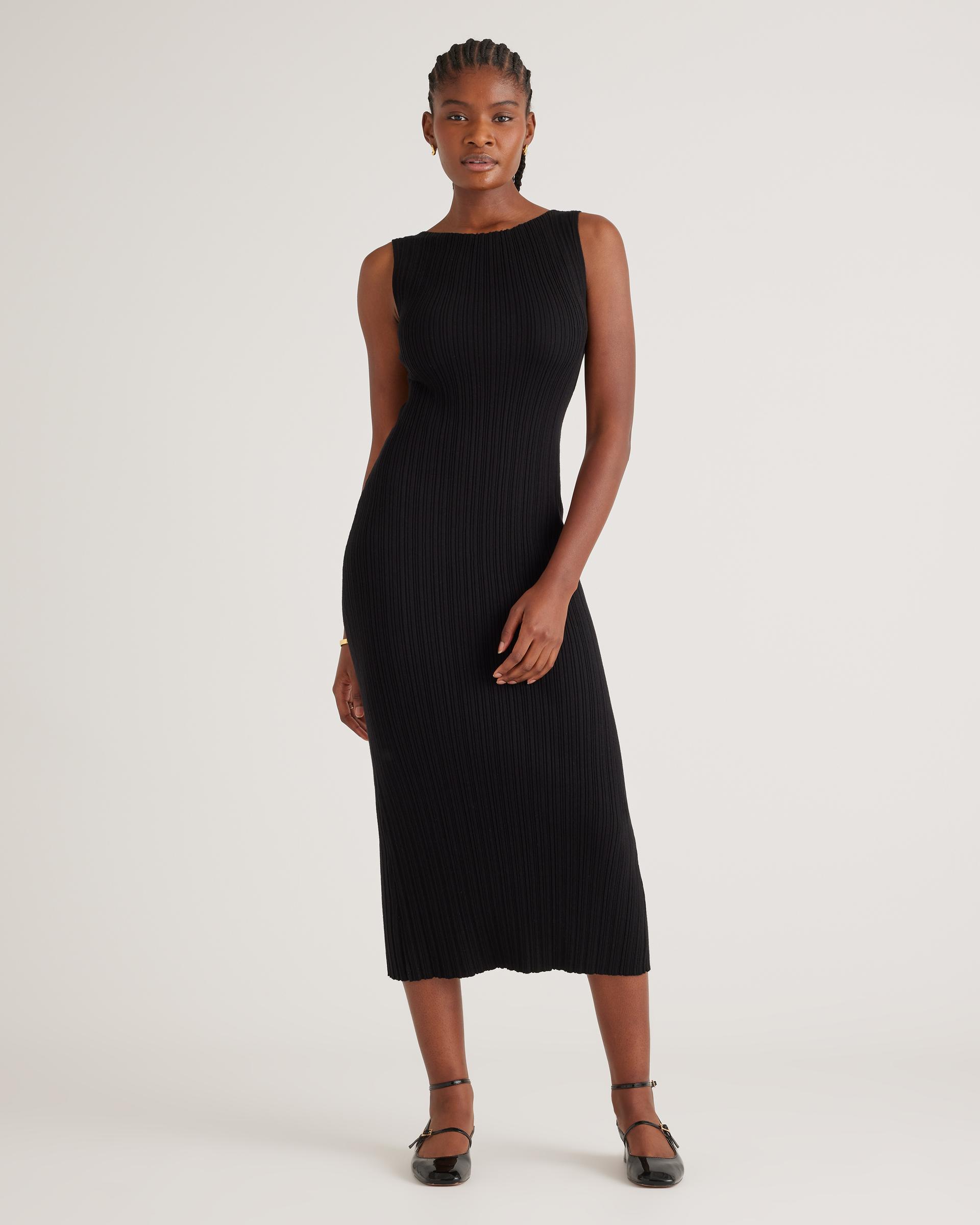 cotton cashmere ribbed sleeveless midi dress