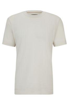 cotton-cashmere t-shirt with mercerized finish- light beige men's t-shirts