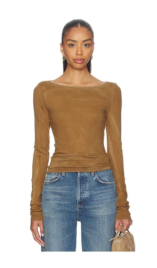 cotton citizen marbella boatneck shirt in brown.