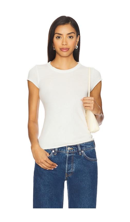 cotton citizen marbella cap sleeve tee in white.