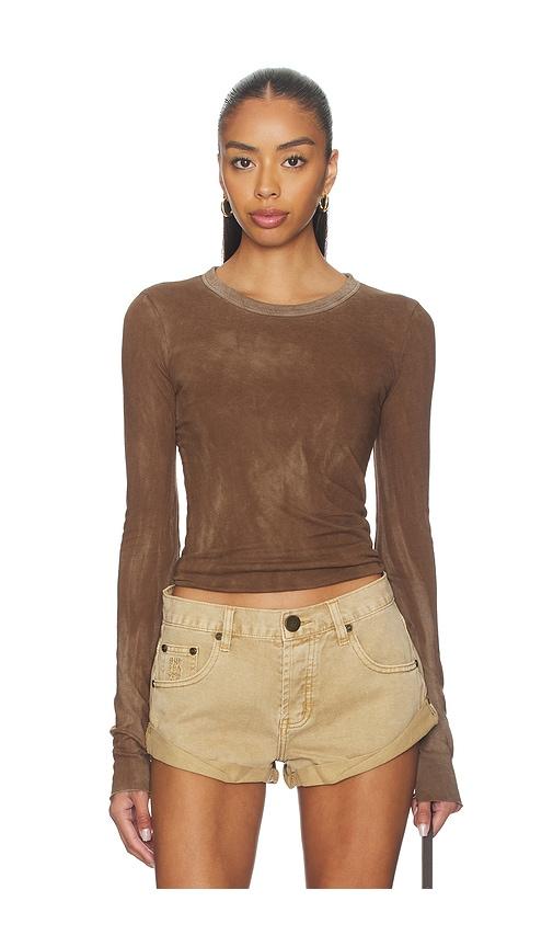 cotton citizen marbella long sleeve shirt in brown.