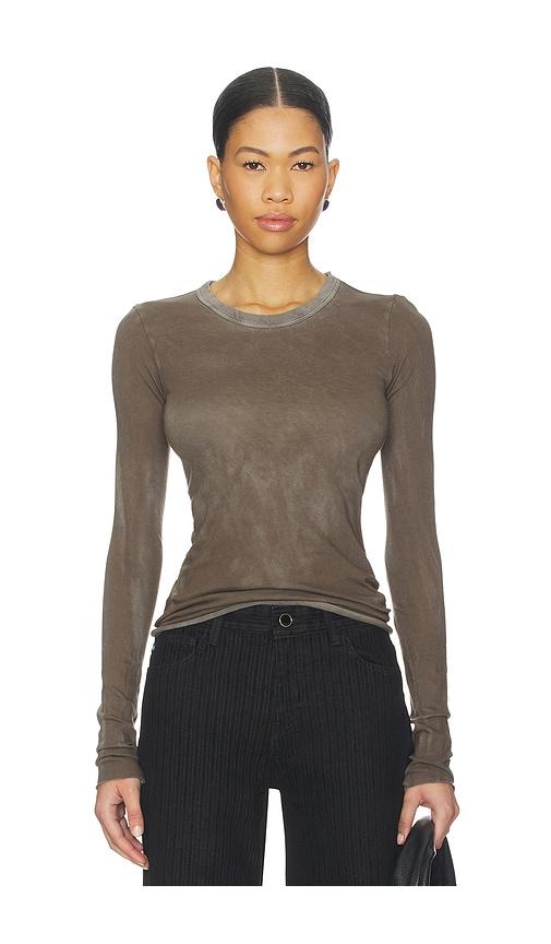 cotton citizen marbella long sleeve top in taupe.