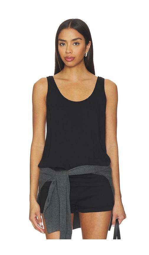 cotton citizen the mykonos relaxed tank in black.