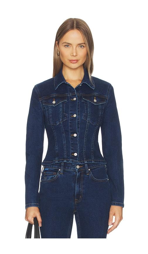 cotton citizen the slim trucker jacket in blue.