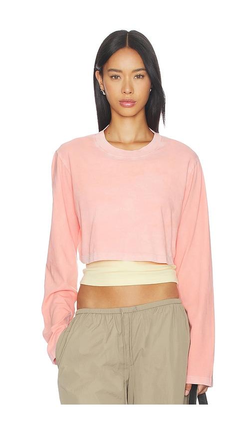 cotton citizen the tokyo crop shirt in pink.