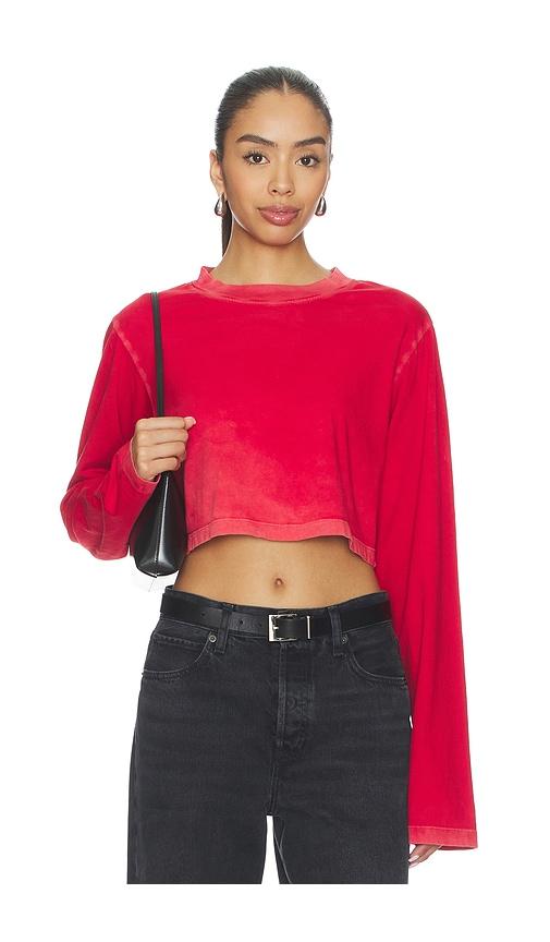 cotton citizen the tokyo crop shirt in red.