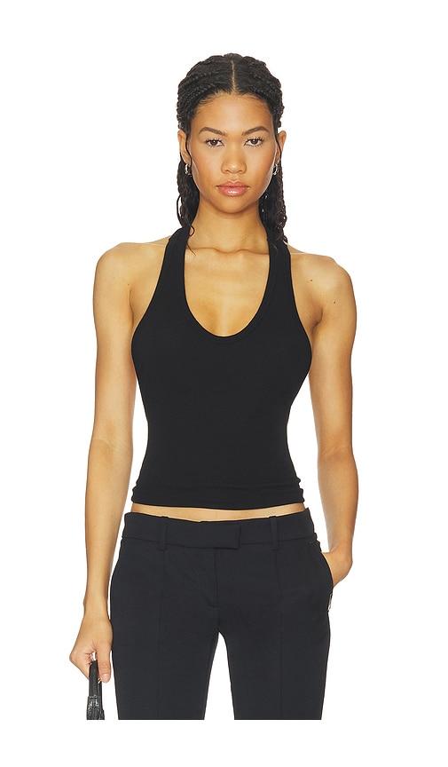 cotton citizen the verona slim racerback tank in black.