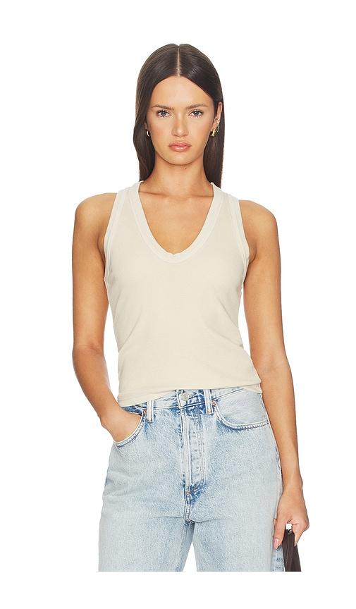 cotton citizen the verona u-neck tank in cream.