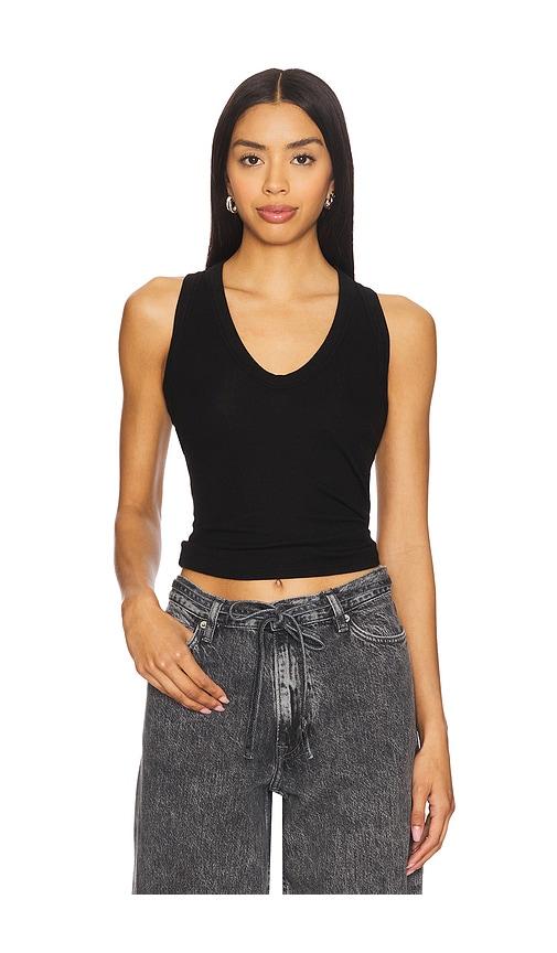 cotton citizen verona u neck tank top in black.