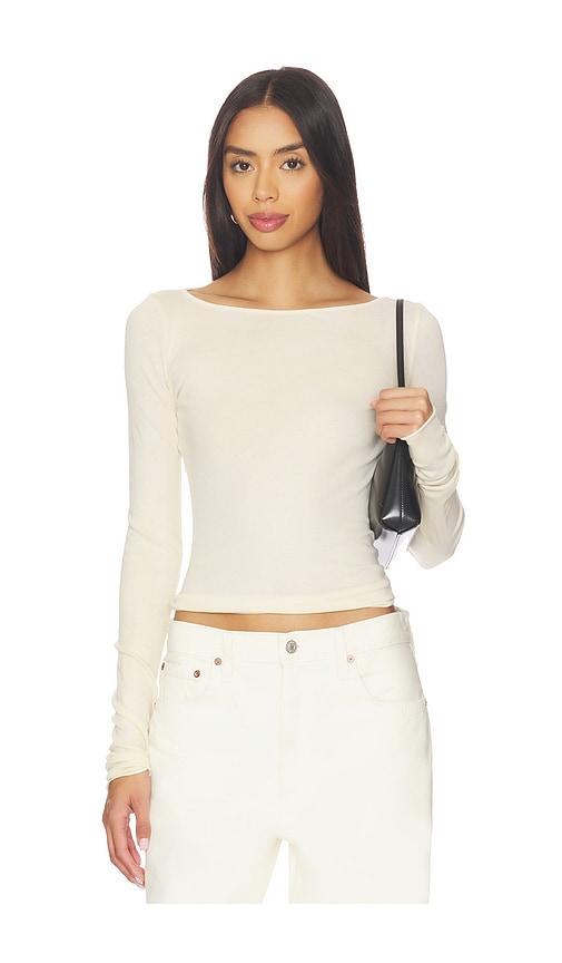 cotton citizen x revolve marbella boat neck shirt in lemon.