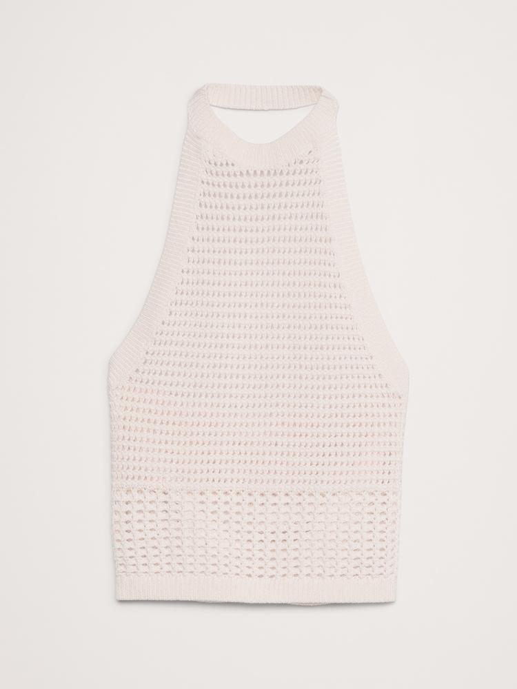 cotton crochet mesh halter top