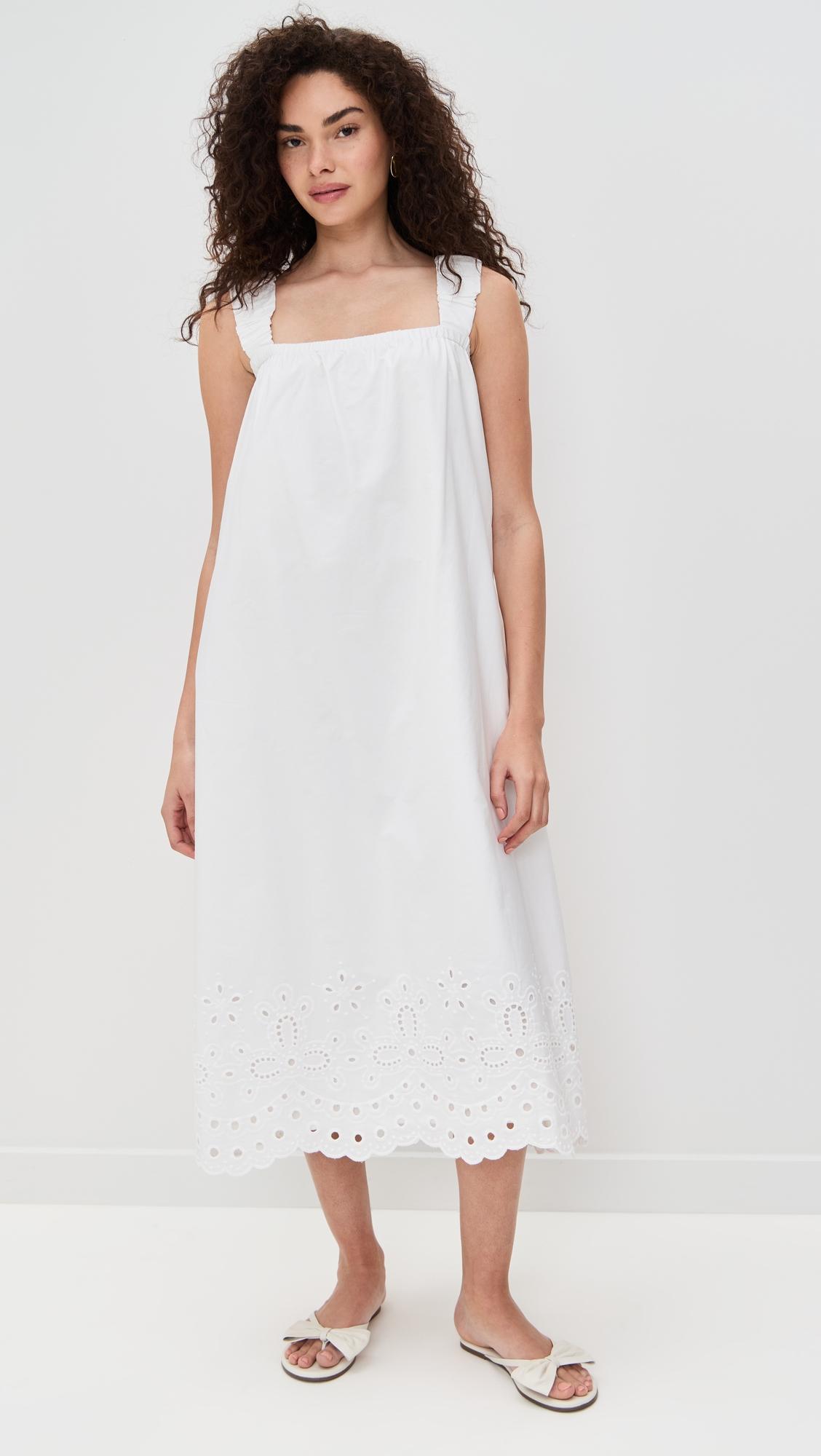 cotton eyelet midi dress