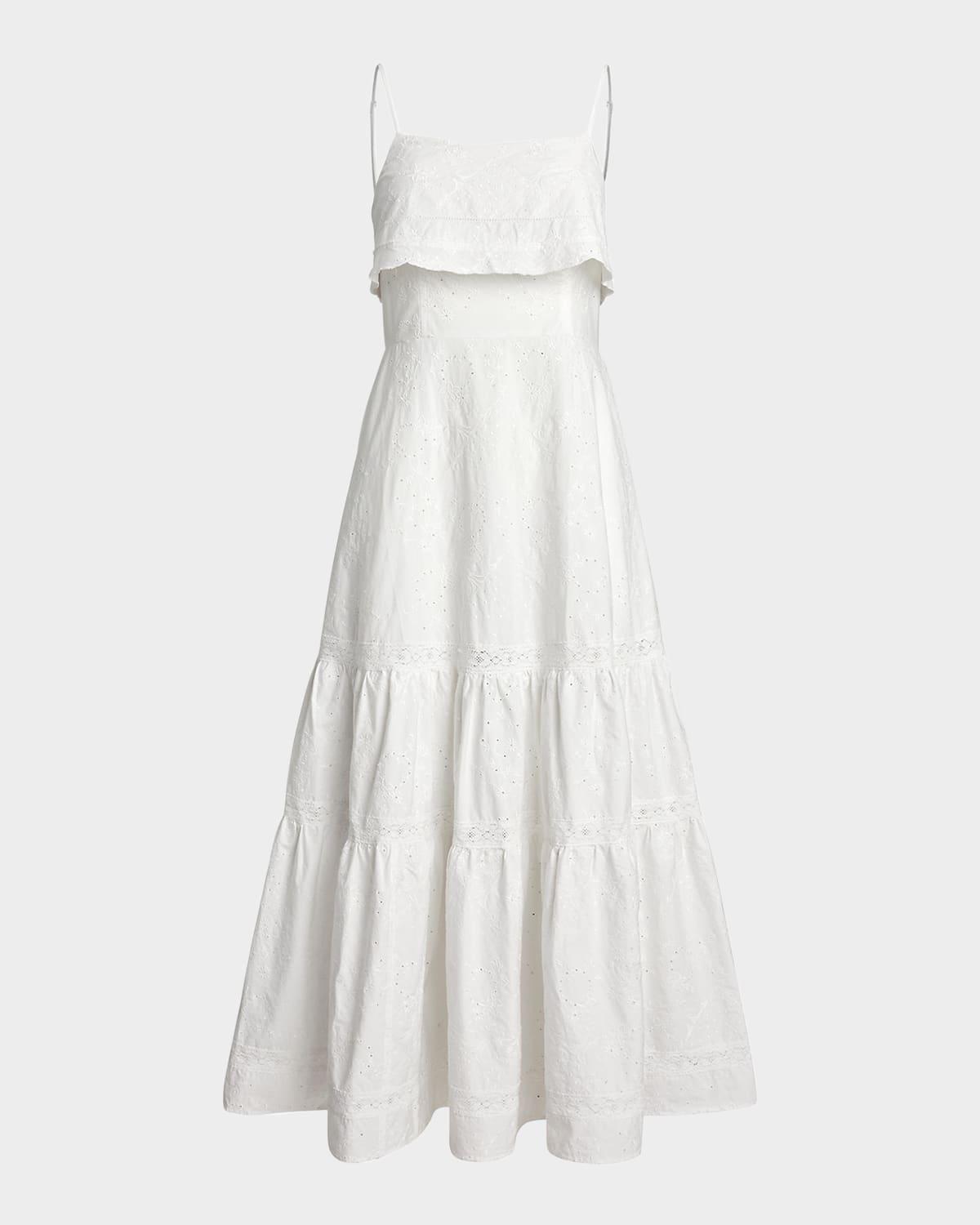 cotton eyelet tiered maxi dress