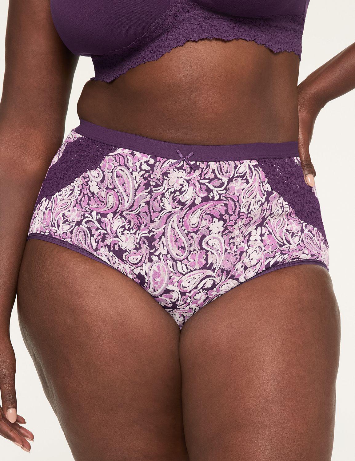 cotton full brief panty with lace trim