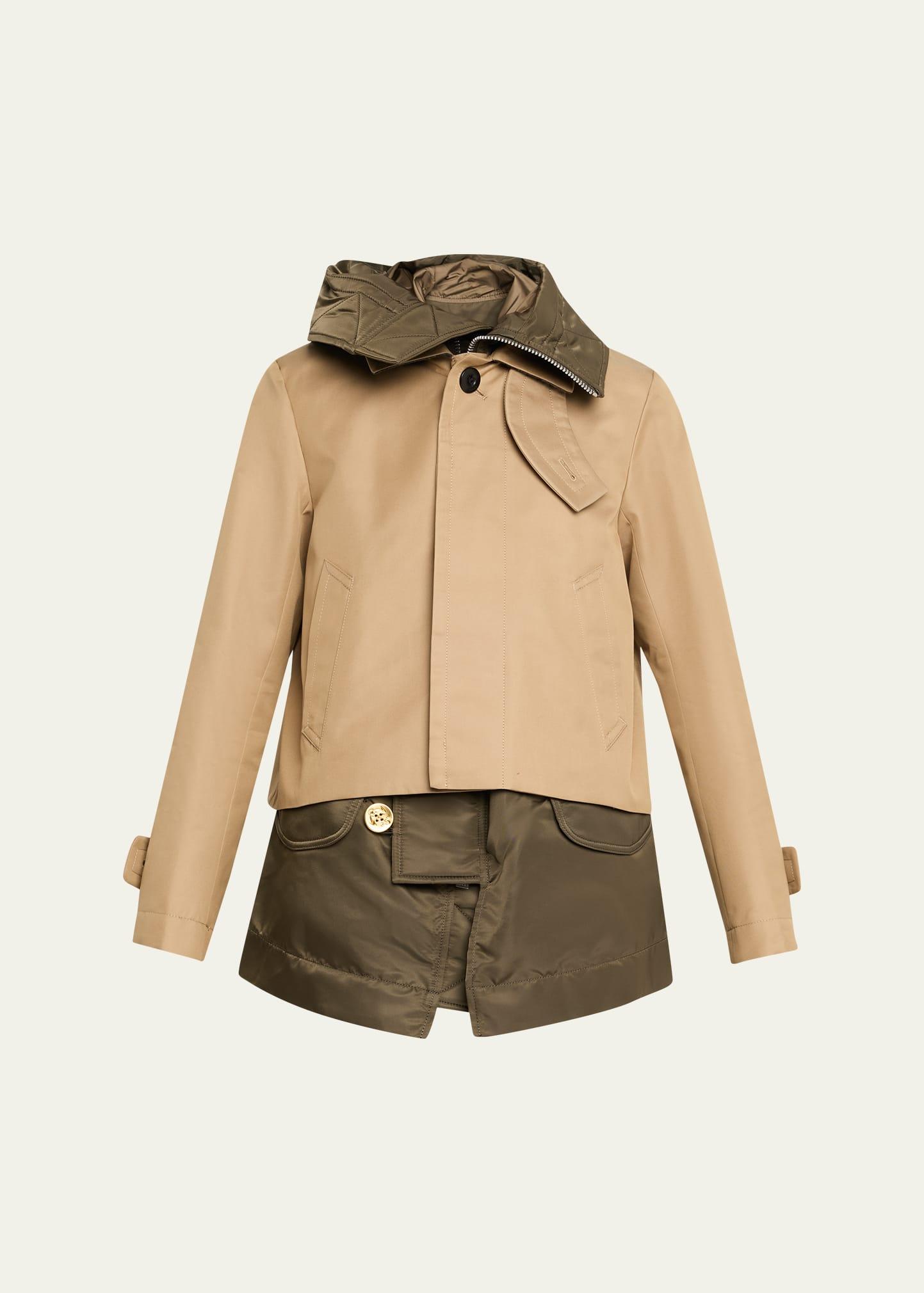 cotton gabardine layered jacket