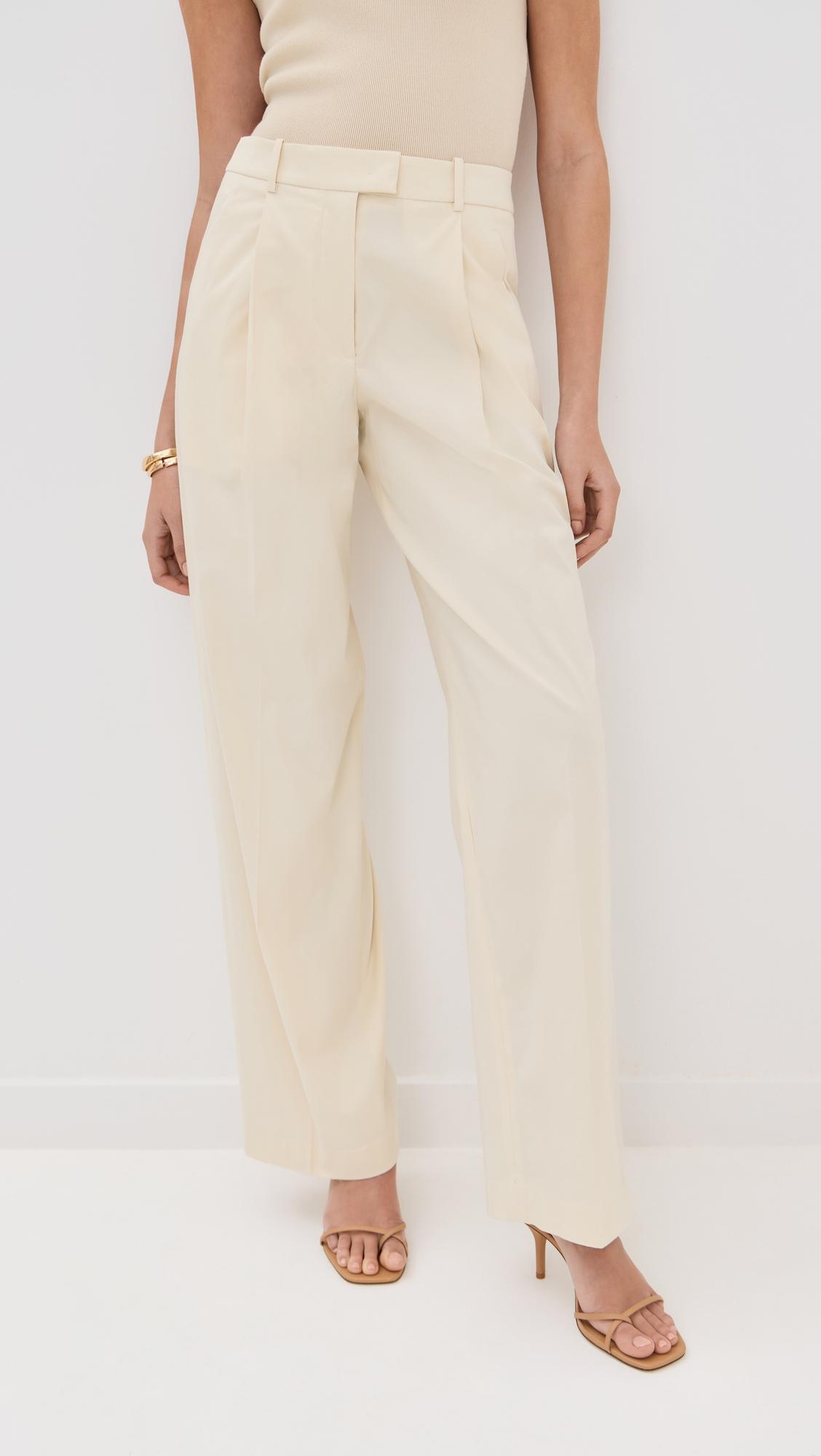 cotton gabardine relaxed wide leg pants