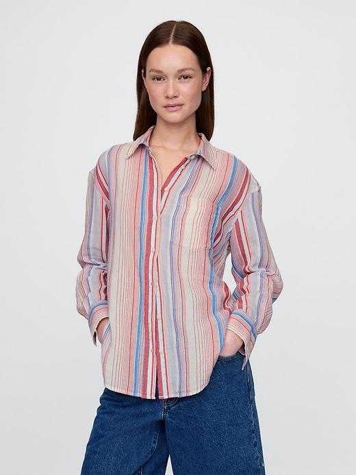 cotton gauze button-down shirt