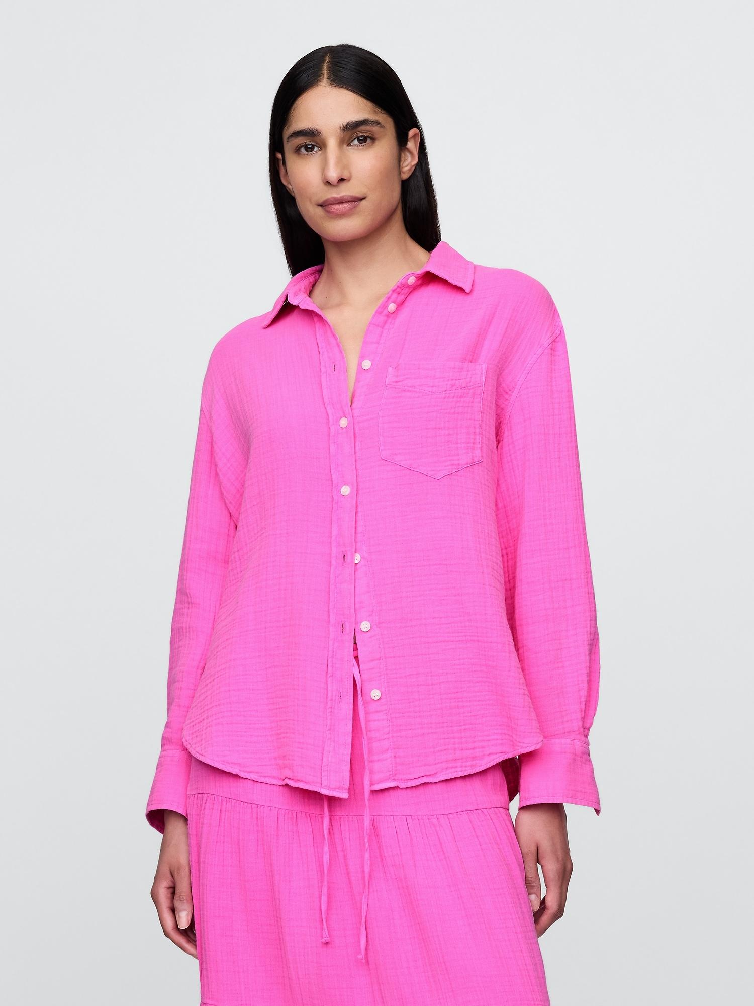 cotton gauze button-down shirt