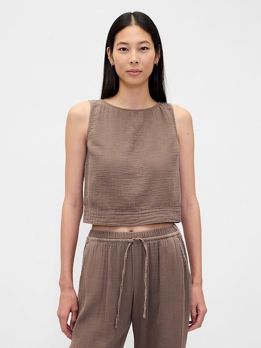 cotton gauze crop shell top